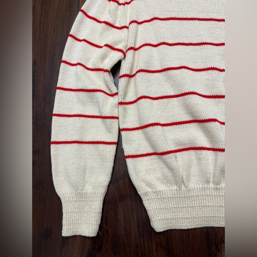 Par Four Sweater Vintage 90’s Deadstock Cream Red Stripes 100% Cotton Golf EUC - Picture 7 of 15